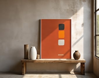 Burnt Orange Wall Art | Stacked Color Block Squares – Framed Poster | Ready to Hang