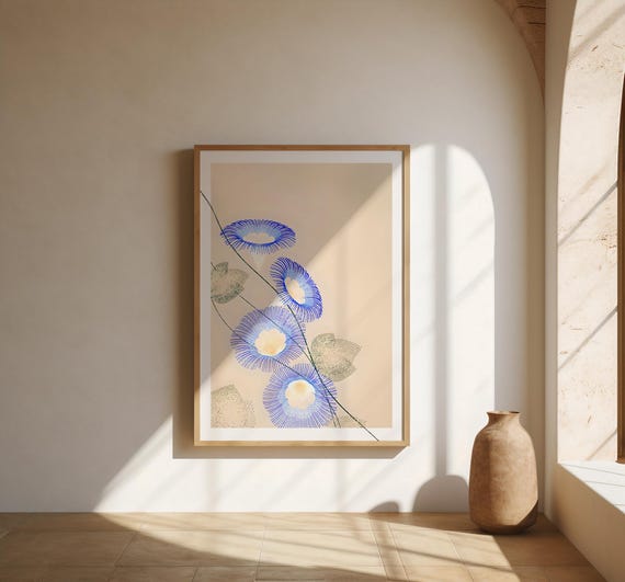 Abstract Blue Floral Forms · Modern Botanical Digital Download