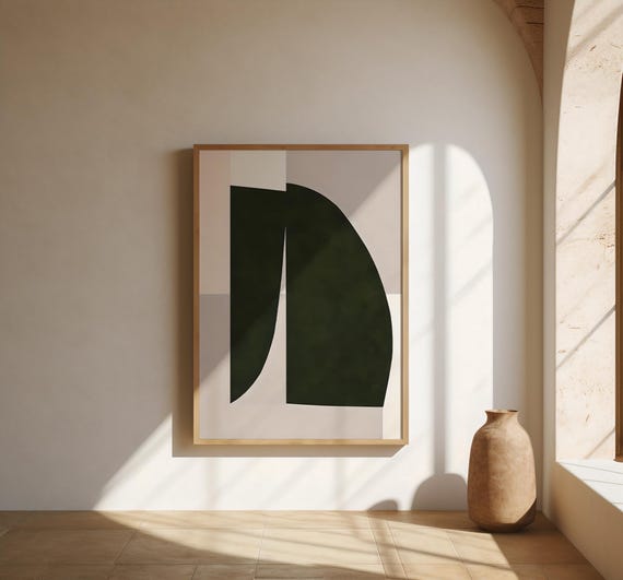 Dark Olive Abstract Shapes Wall Art – Fine Art Poster