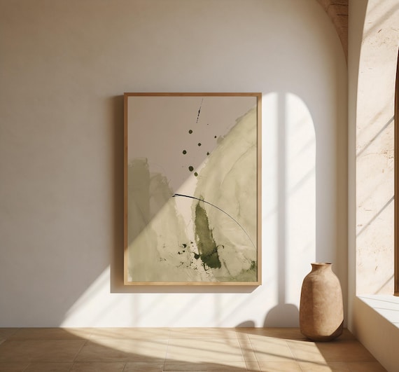 Sage Green Ink Abstract Wall Art | Watercolor Wash – Fine Art Poster Print