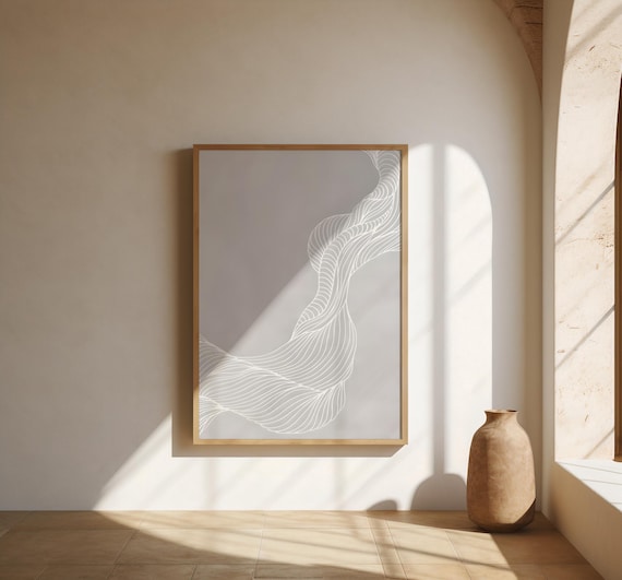 Soft Neutral Organic Line Abstract Wall Art – Fine Art Poster