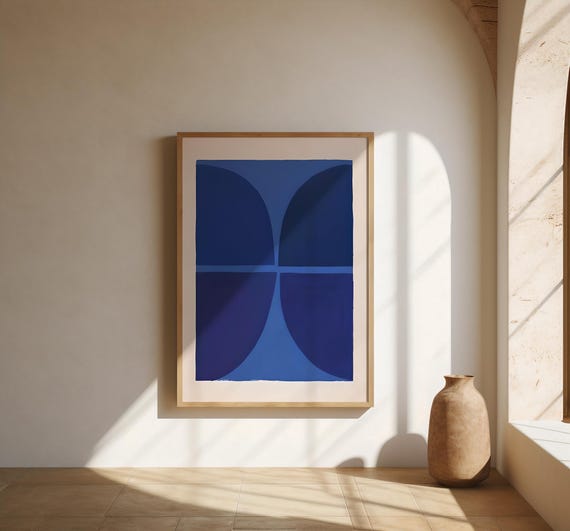 Deep Blue Minimalist Abstract Wall Art | Fine Art Poster