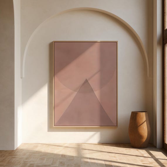 Blush Abstract Wall Art | Minimalist Geometric Decor | Framed Canvas