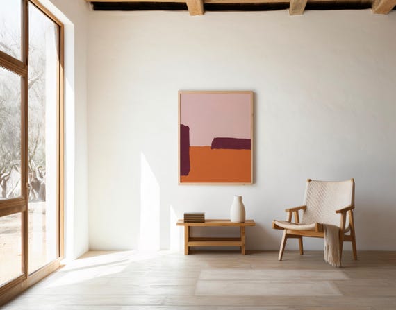 Burgundy Vertical Abstract Wall Art | Blush and Burnt Orange – Printable | Instant Download