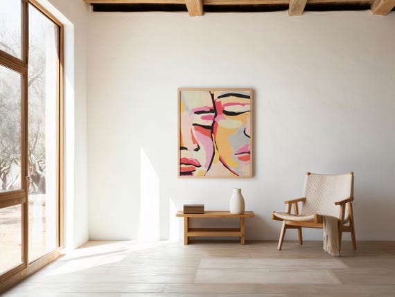 Abstract Woman Face Art Print: Fauvist-Style Colorful Portrait (Digital Download)