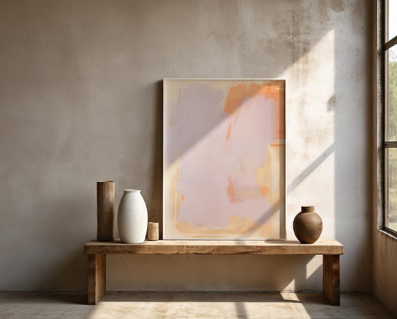 Soft Peach & Blush Abstract Wall Art | Framed Poster