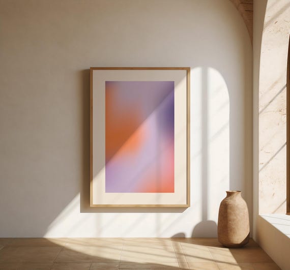 Warm Peach and Violet Gradient Abstract Wall Art – Fine Art Poster