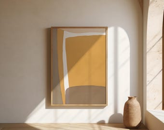 Warm Yellow and Taupe Abstract Wall Art | Color Block – Fine Art Poster Print