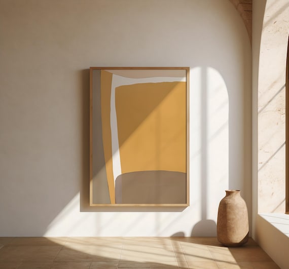 Warm Yellow and Taupe Abstract Wall Art | Color Block – Fine Art Poster Print