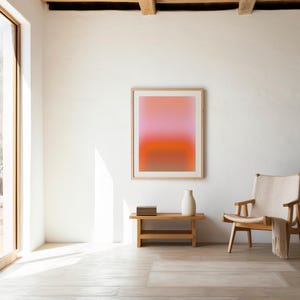 Stampa astratta Sunset Glow: sfumatura rosa tenue e arancione (download digitale)