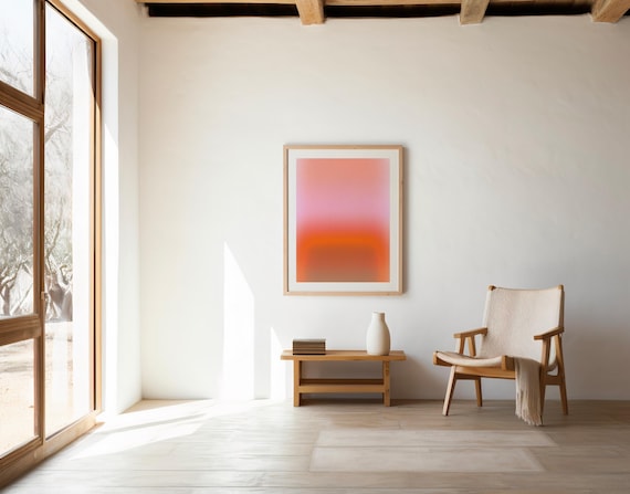 Sunset Glow Abstract Print: Soft Pink & Orange Gradient (Digital Download)