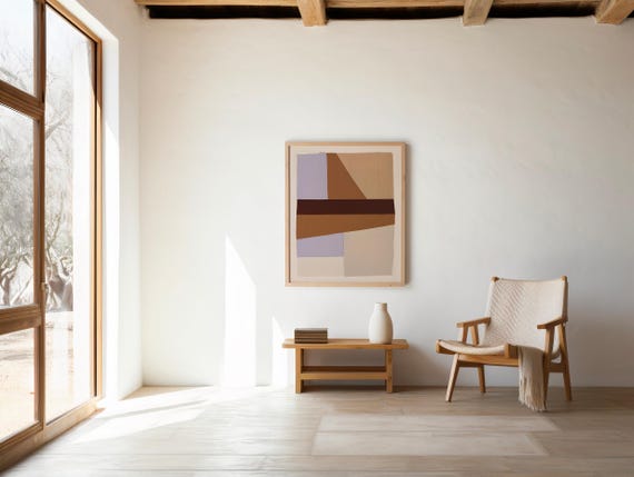 Modern Beige, Brown & Soft Purple Abstract Wall Art – Digital Download