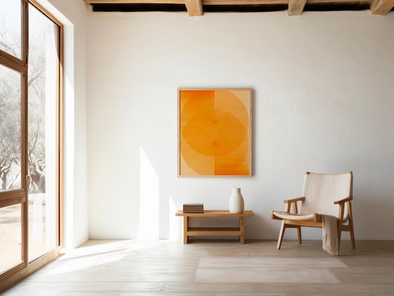 Geometric Abstract Art: Amber Orange Circles - Modern Wall Decor (Digital Download)