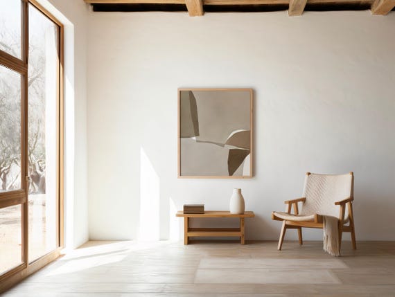 Beige Abstract Art Print – Japandi Minimalist Home Decor (Digital Download)