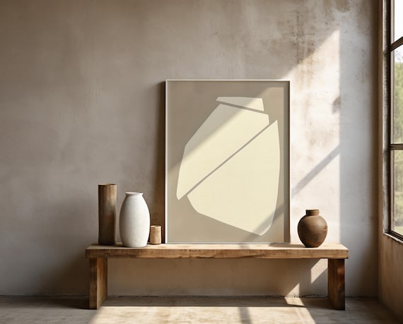 Neutral Organic Abstract Wall Art – Framed Poster