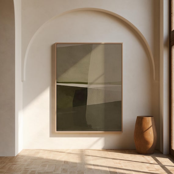 Fine Art Poster: Sage Green Abstract Landscape Print (Unframed)