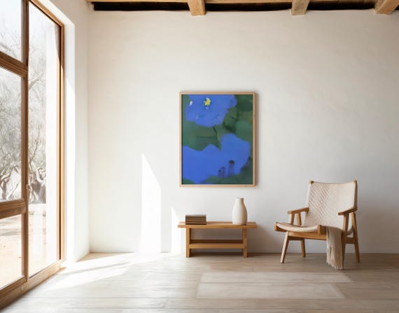 Blue Floral Abstract Painting – Digital Download