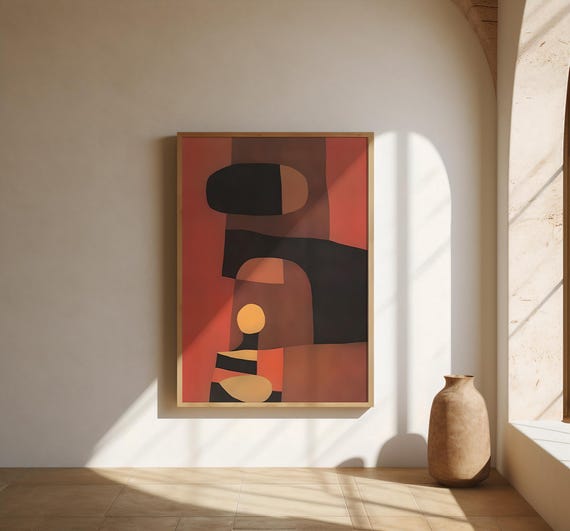 Terracotta & Black Abstract Shapes | Fine Art Poster