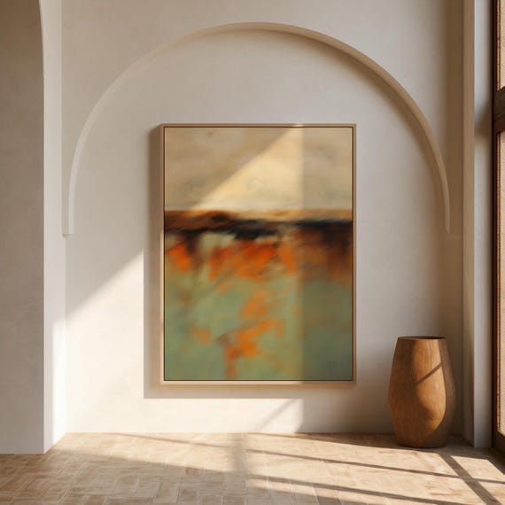 Warm Horizon Wall Art – Earth Tone Canvas or Framed Canvas