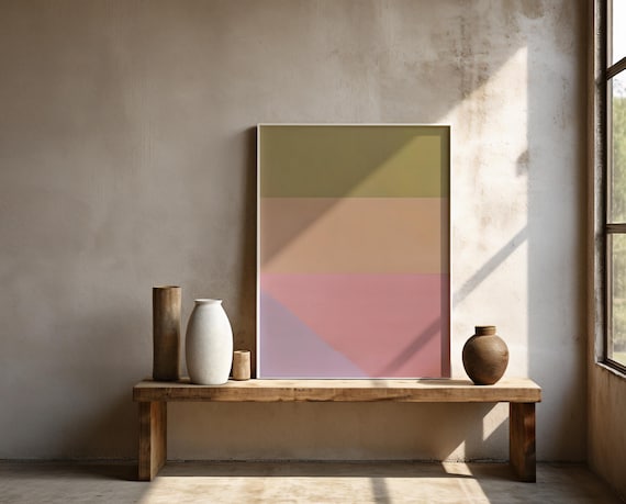 Modern Color Block Wall Art | Earthy Minimal Abstract | Framed Poster