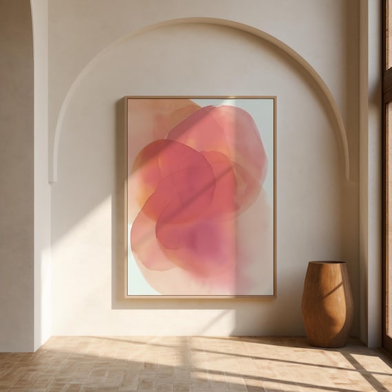Rose and Coral Abstract Wall Art | Overlapping Circles – Framed Canvas Print