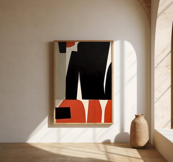 Black & Burnt Orange Abstract Wall Art | Fine Art Poster