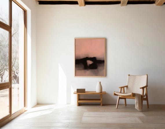 Abstract Blush Neutral Wall Art | Soft Minimal Landscape | Digital Download
