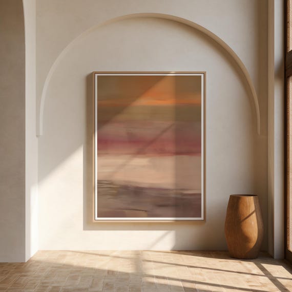Warm Abstract Sunset Wall Art, Soft Earthy Landscape Art (Digital Download)