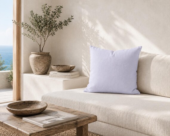 Soft Lavender Outdoor Pillow | Solid Minimalist – UV Resistant Patio Cushion
