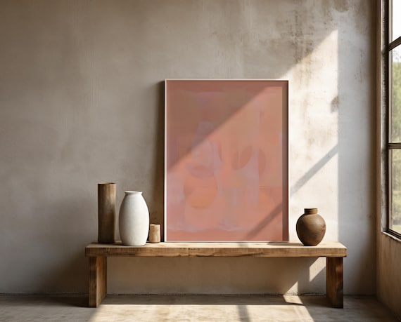 Warm Peach Abstract Wall Art – Framed Poster