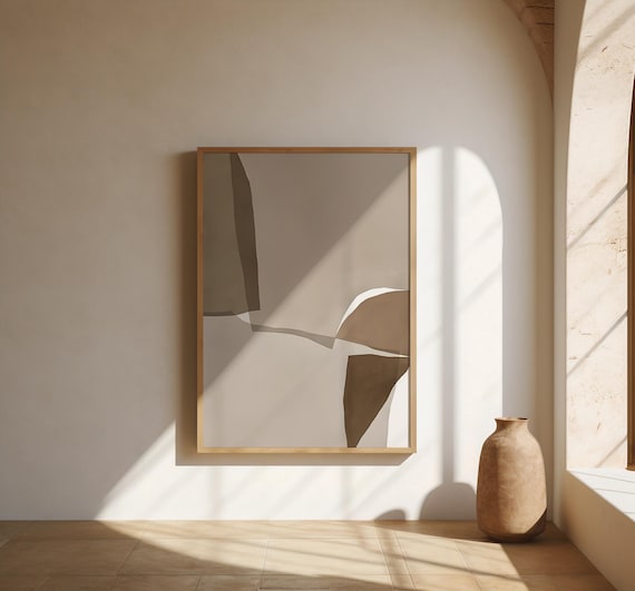 Taupe Brown Abstract Wall Art | Layered Neutral Minimal | Fine Art Poster