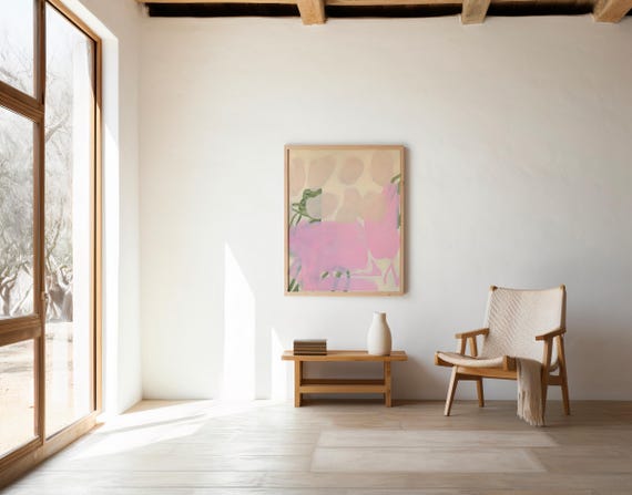 Soft Blush Sage Abstract Wall Art – Digital Download