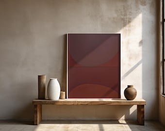 Impression arche abstraite bordeaux | Décoration murale minimaliste rouge foncé de mauvaise humeur (affiche encadrée)