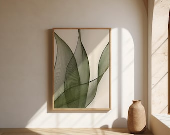 Organic Green Line Art Botanisches Abstraktes Fine Art Poster