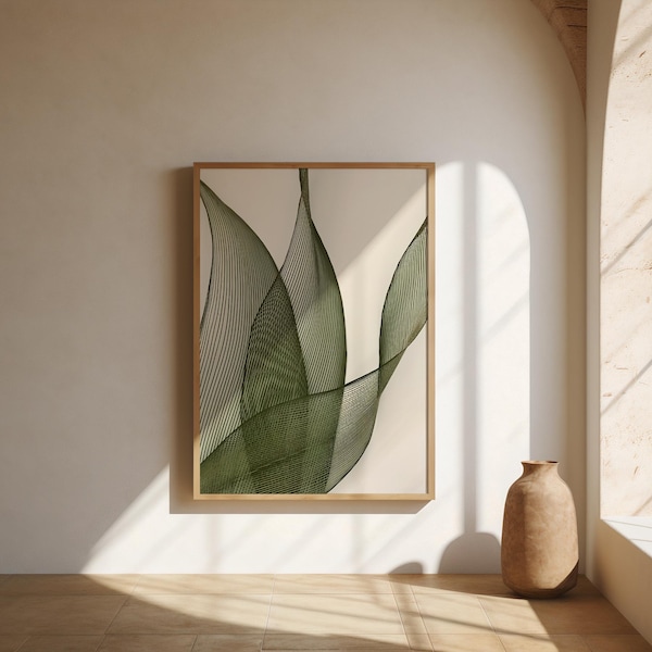 Organic Green Line Art Botanisches Abstraktes Fine Art Poster