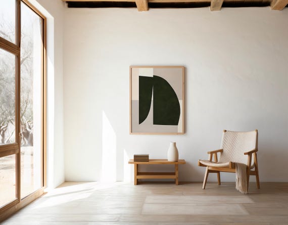 Dark Olive Abstract Shapes Wall Art – Digital Download