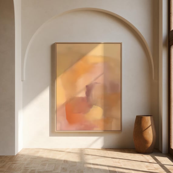 Amber Peach Abstract Wall Art | Warm Color Field – Canvas & Framed Canvas Print