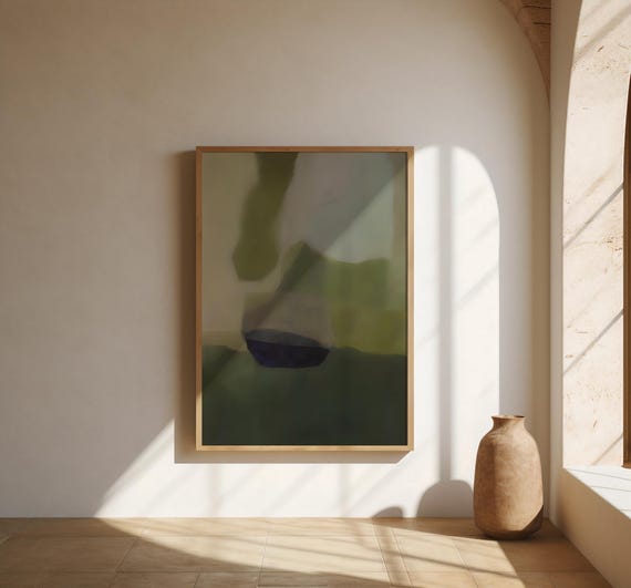 Dark Green Abstract Wall Art – Fine Art Poster (Frame not included)