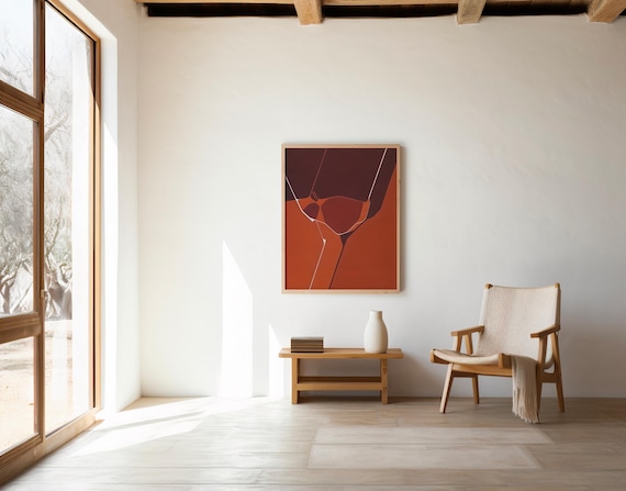 Red Abstract Modern Art Print | Bold Geometric Wall Decor | Digital Download