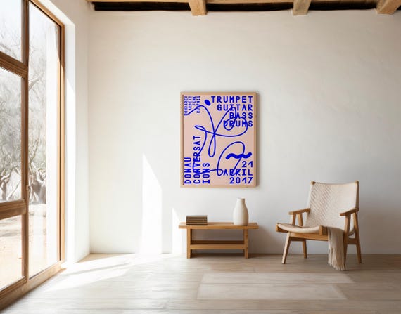 Electric Blue Jazz Poster Print | Modern Concert Typography Art | Digital Download