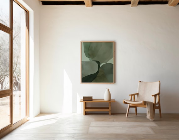 Sage Green Wall Art | Layered Abstract Forms – Printable | Instant Download