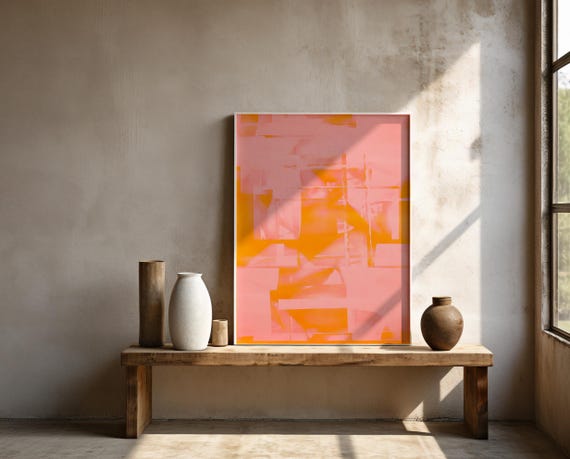 Blush Peach Abstract Wall Art | Framed Poster