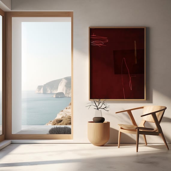 Red Abstract Minimalist Art Print | Modern Home Decor (Digital Download)