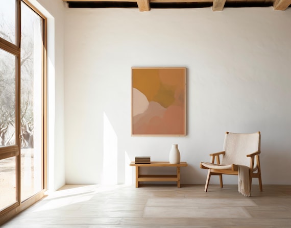 Peach Abstract Wall Art | Warm Neutral Minimalist Decor | Digital Download