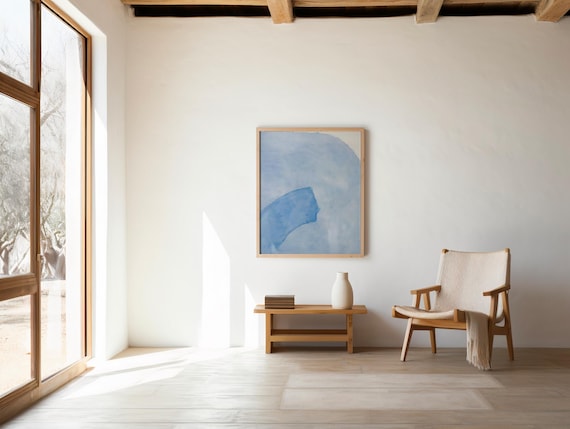 Digital Download | Abstract Blue Watercolor Print | Ocean Wall Art | Minimalist Painting | Coastal Decor