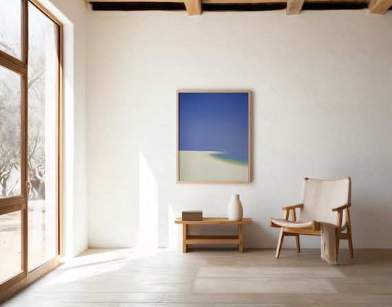 Sailboat Wall Art | Minimal Blue Sky and Sand – Printable | Instant Download