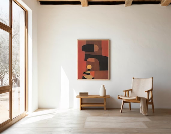 Terracotta & Black Abstract Shapes | Digital Download