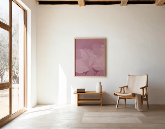 Soft Blush Abstract Wall Art with Organic Movement – Digital Download