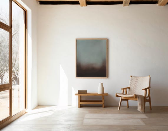 Blue & Brown Abstract Wall Art | Minimalist Modern Printable | Digital Download