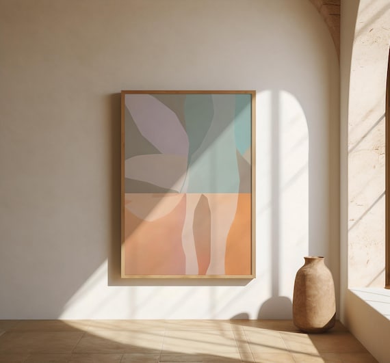 Modern Pastel Abstract Wall Art with Soft Organic Shapes – Fine Art Poster